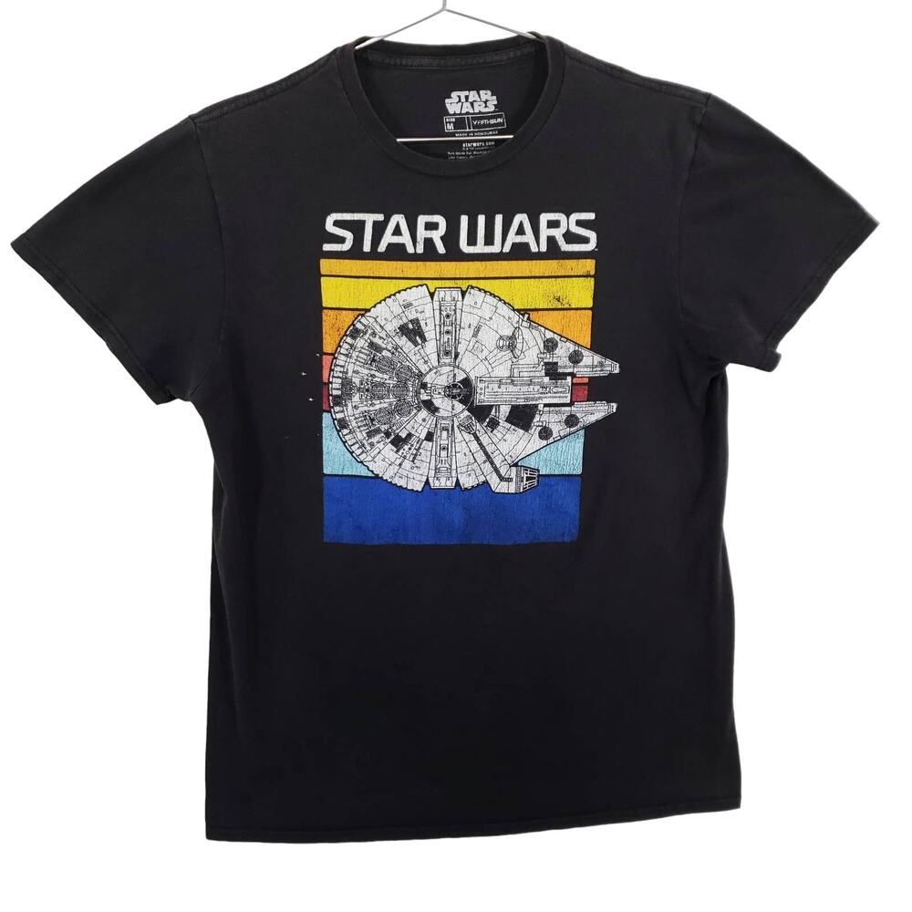 Star Wars T Shirt Mens Size M Millennium Falcon Graphic Short Sleeve Black